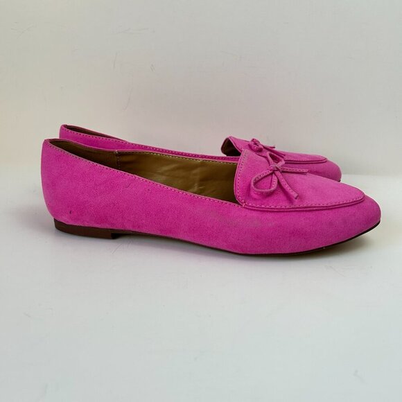 J Crew Shoes Pink Bow Loafers Flat Slip On Vegan Suede Preppy Barbiecore - Picture 4 of 9